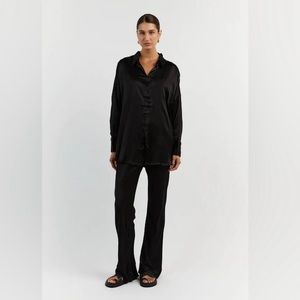 **never worn WITH TAGS - DISSH Simone Black Satin Long Sleeve Button Down Shirt